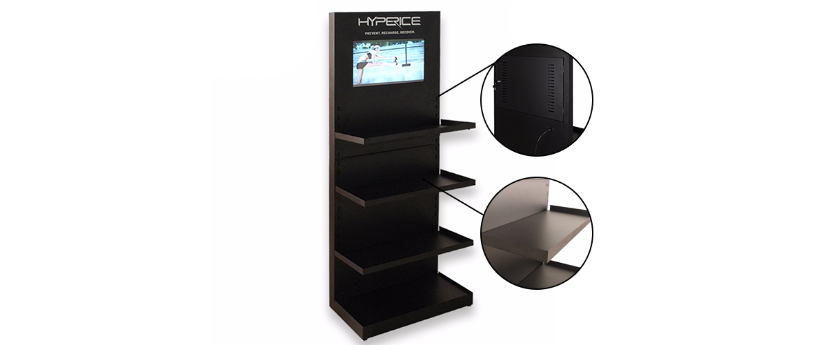 落地金屬筋膜槍展示架帶LCD顯示屏 廠家定制設(shè)計