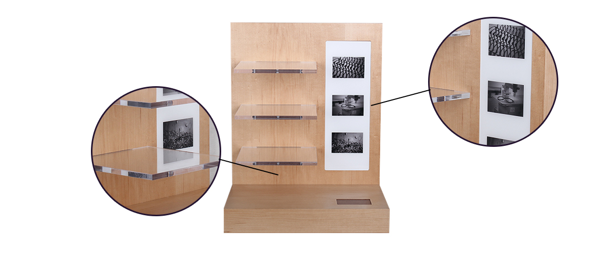 工廠定制的天然木地板和柜臺展示架，用于眼鏡，太陽鏡和鏡片